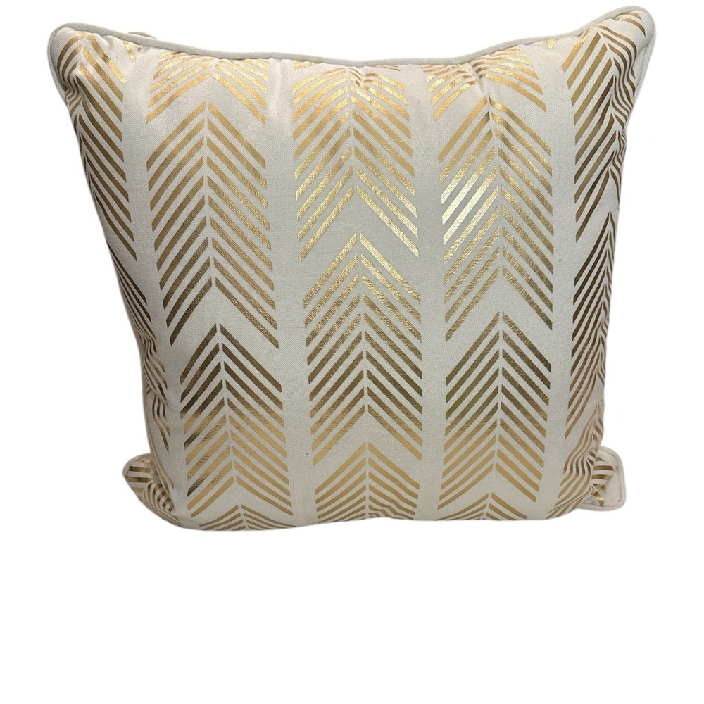 Chevron Pattern Gold and White Pillow Set of 2